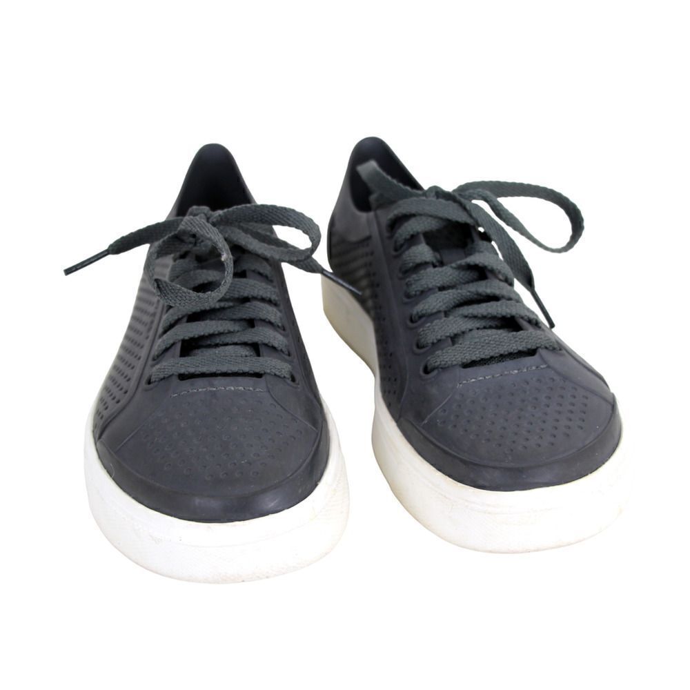 Crocs GRAY ICONIC LITERIDE LACE UP FLAT ROUND TOE COMFORT SNEAKERS SHOES Sz 6M
